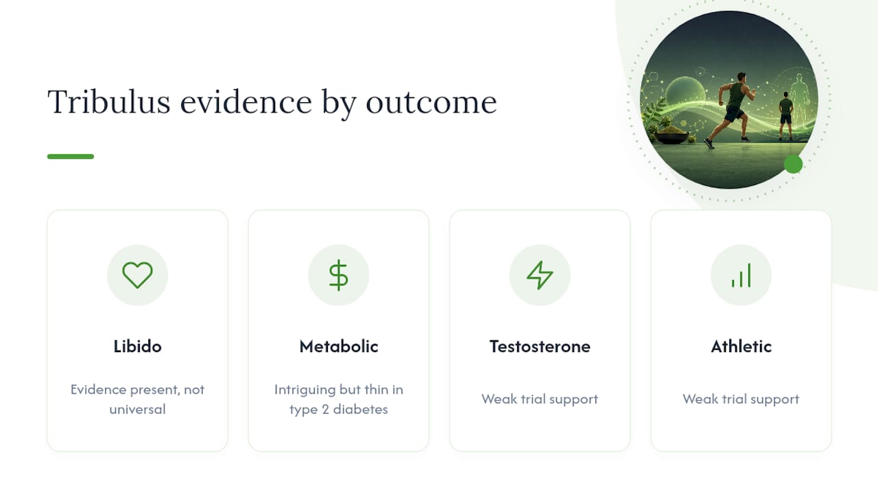 Evidence strength across tribulus benefit claims