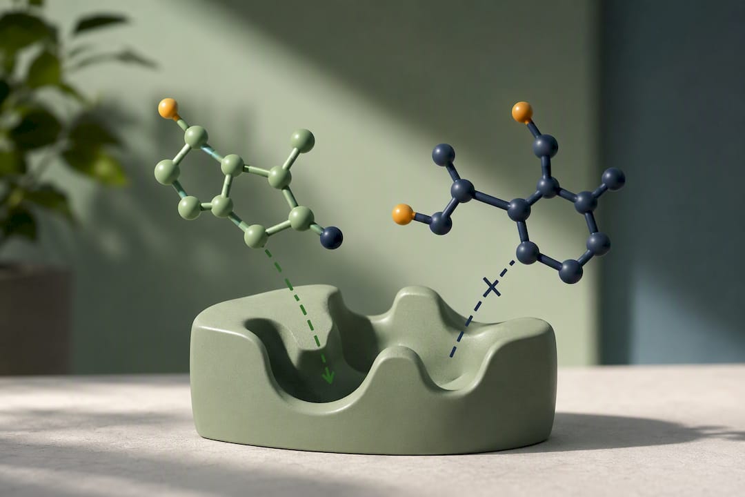 Different molecular shapes fitting a receptor
