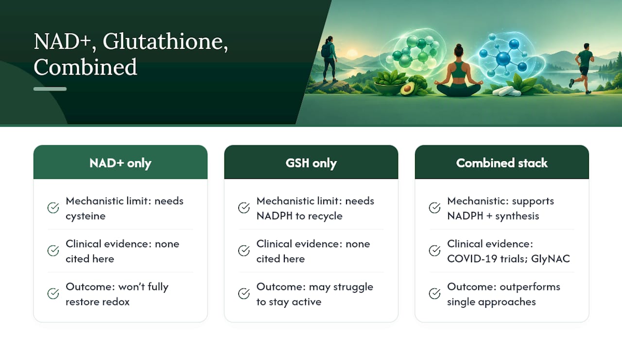 How Do NAD+ and Glutathione Work Together? — overview diagram