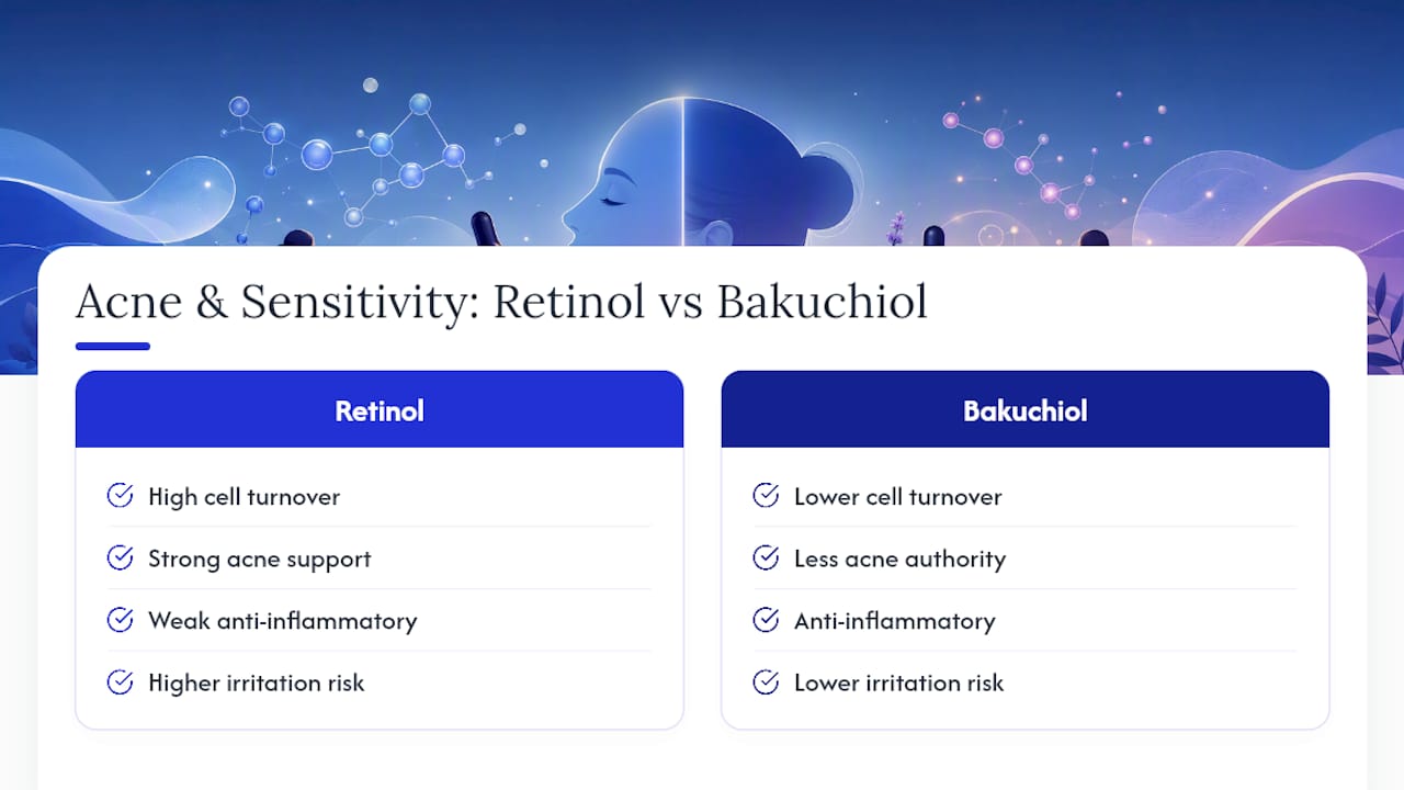 Retinol and bakuchiol acne sensitivity comparison