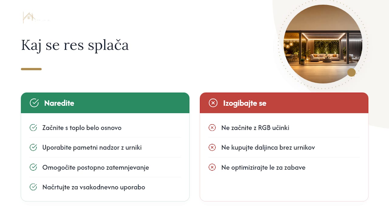 Kaj se resnično splača pri izbiri LED barve za pergolo — overview diagram