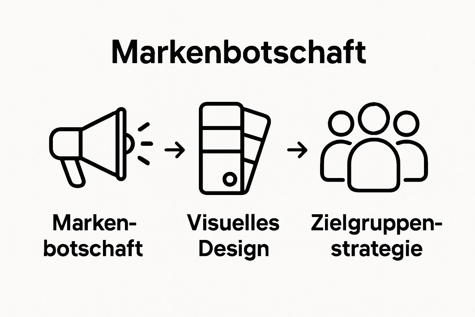 Infographic compares core elements of digitales Branding: message, design, audience