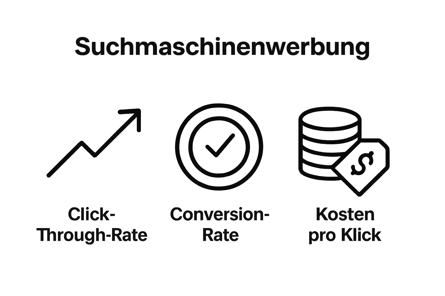 Darstellung von CTR, Conversion-Rate und Klickkosten als Icons