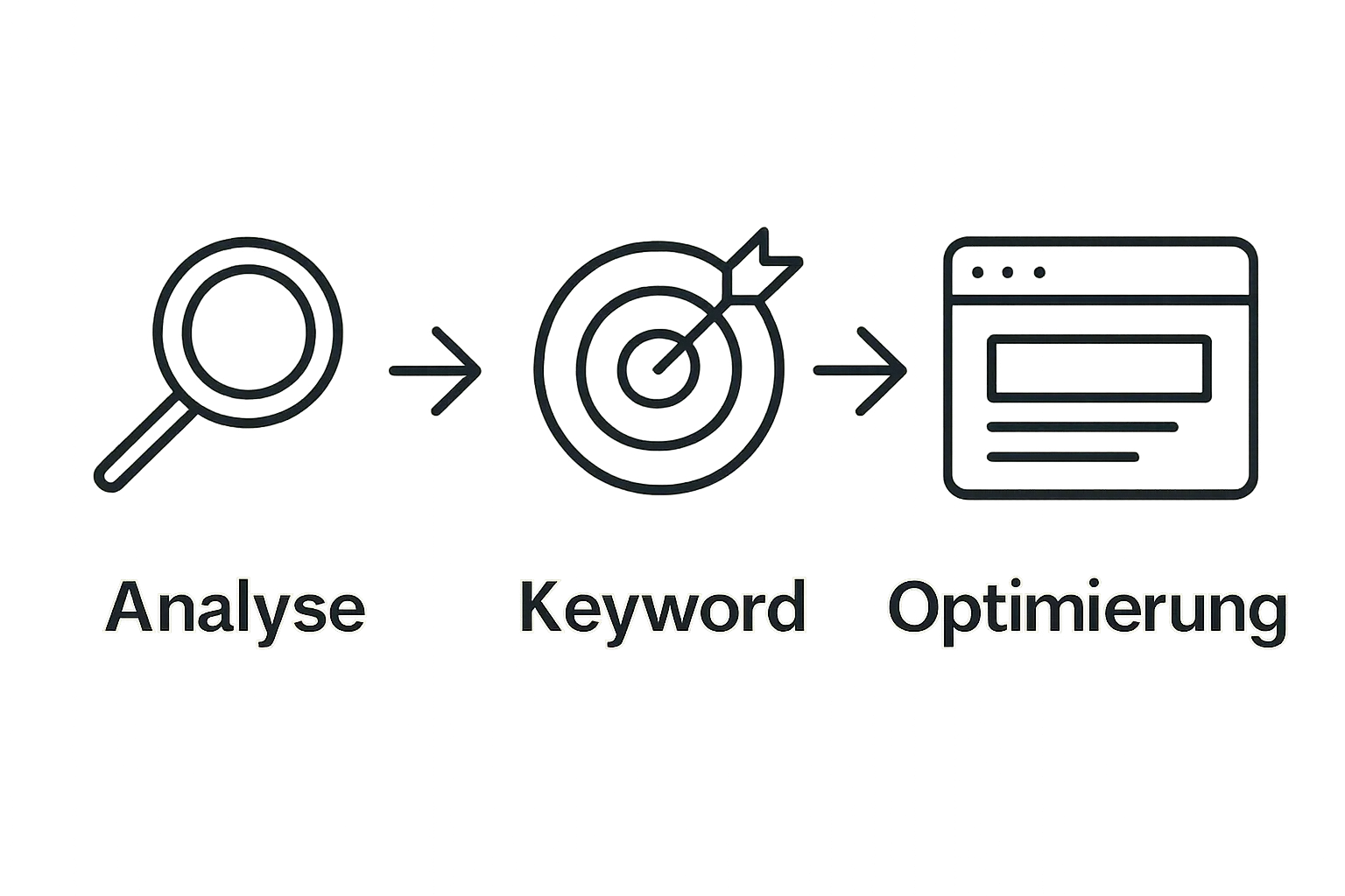 Infographic shows analysis, keyword selection, optimization sequence