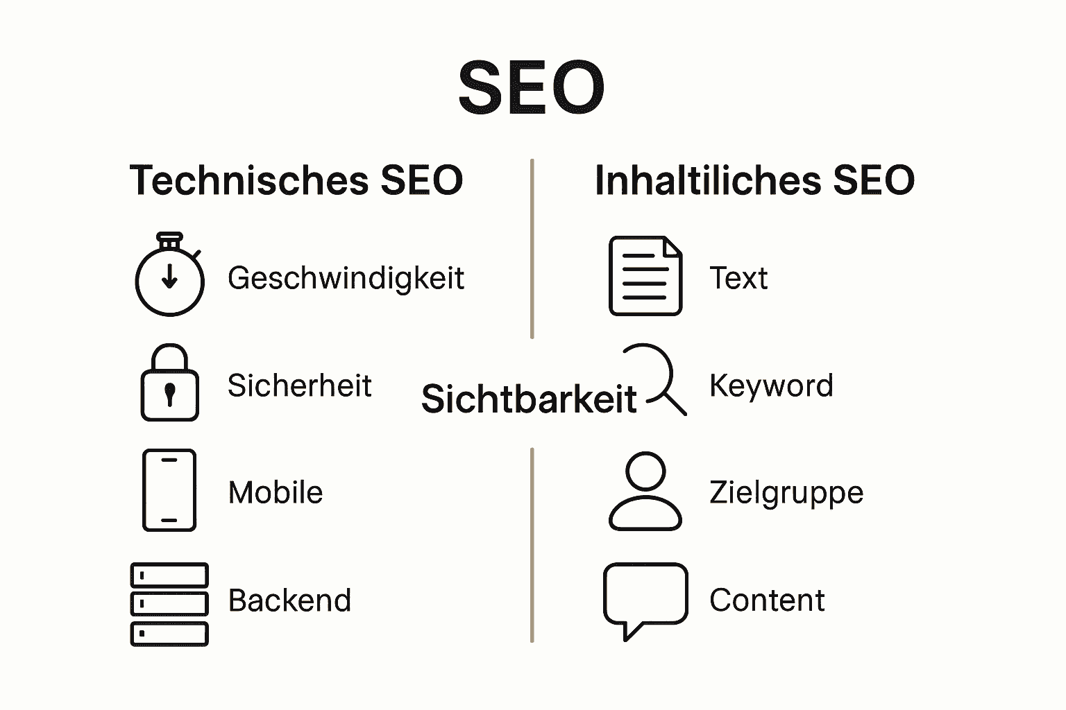 Infografik mit Vergleich technischer und inhaltlicher SEO
