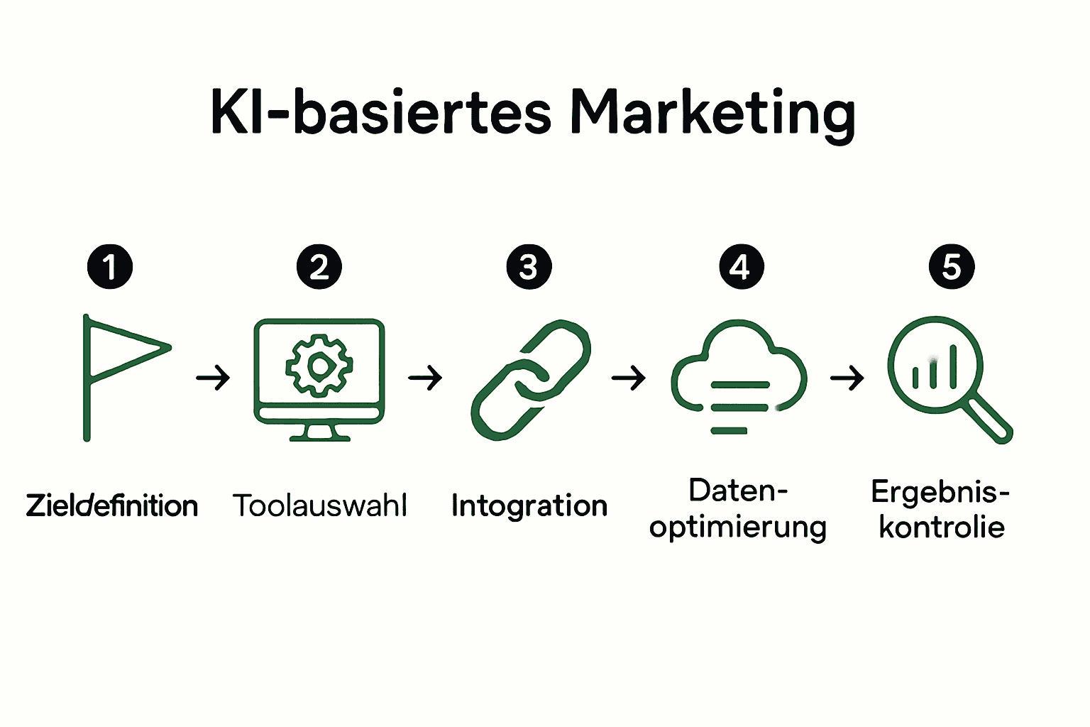 Infografik zeigt 5 Schritte zu KI-Marketing Erfolg