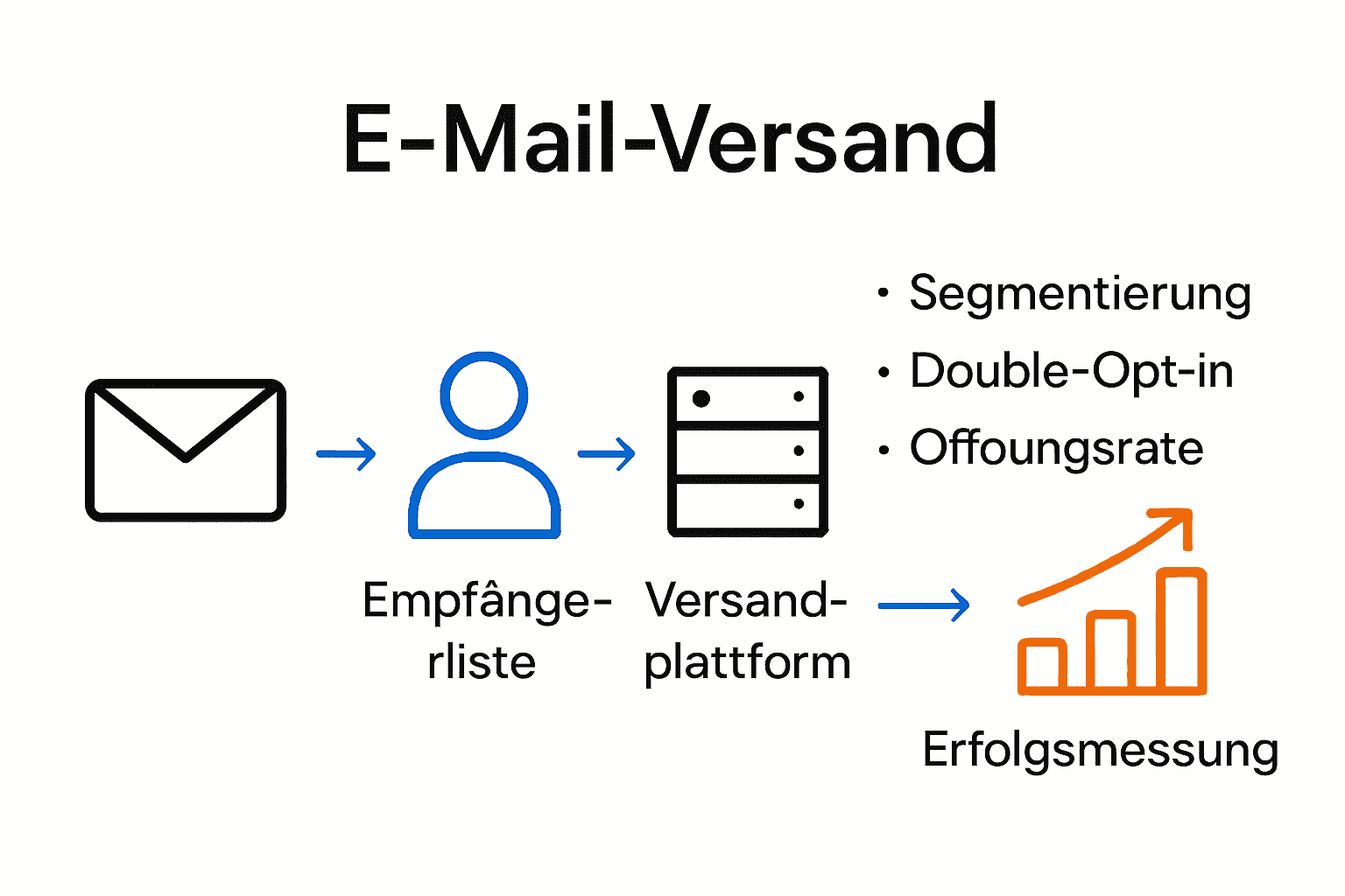 Infografik: Ablauf erfolgreicher E-Mail-Marketing-Kampagne mit drei Schritten