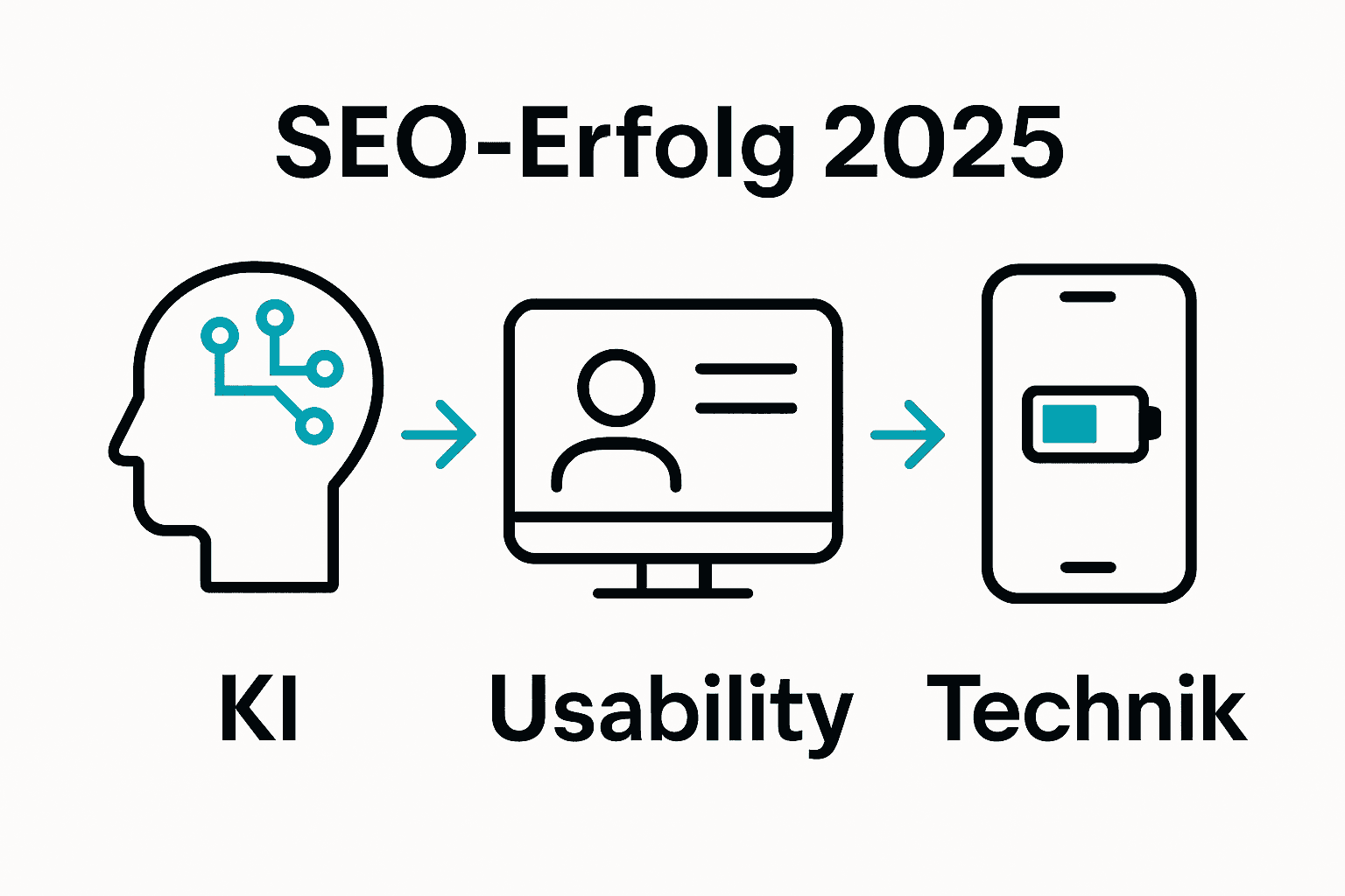 Infografik zu KI, Nutzererlebnis, technischer SEO 2025