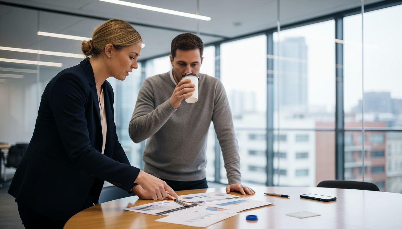 Team discussing website analytics reports