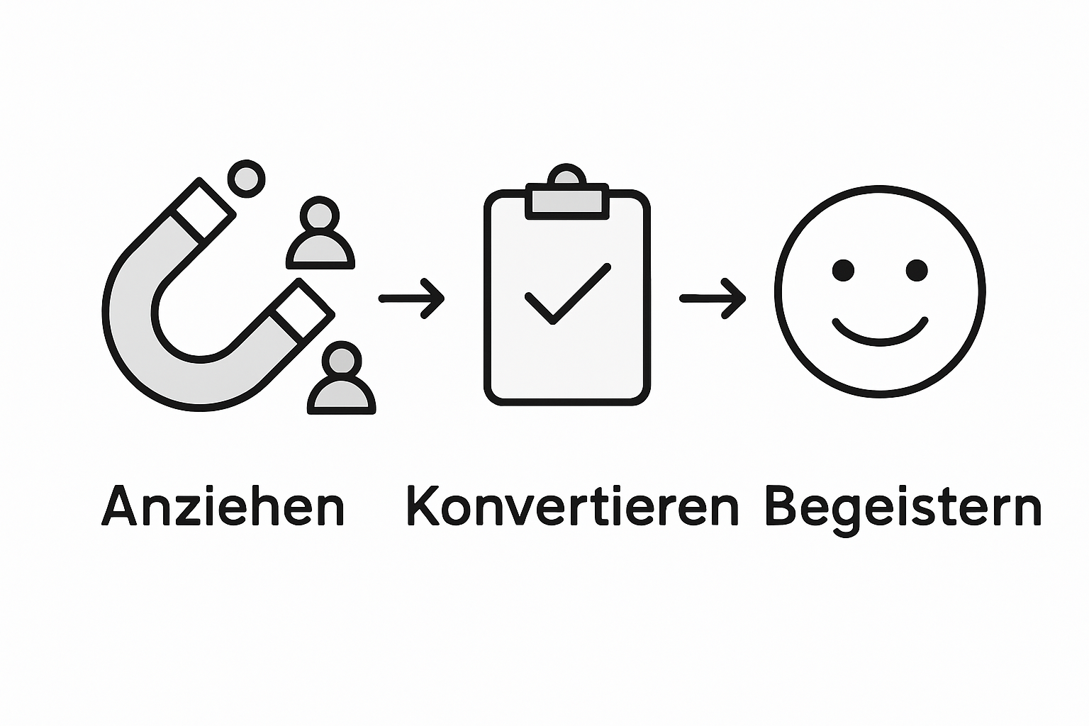 Diese Infografik zeigt anschaulich die verschiedenen Phasen des Inbound-Marketings auf.