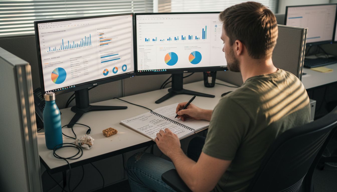 Eine Datenanalystin wertet Marketing-Statistiken aus, um die Wirksamkeit verschiedener Kampagnen zu beurteilen.