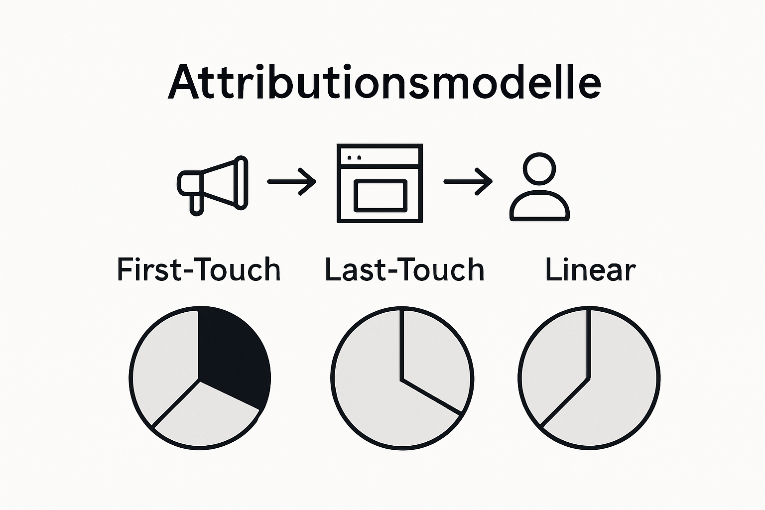 Infografik: Drei Attributionsmodelle im direkten Vergleich