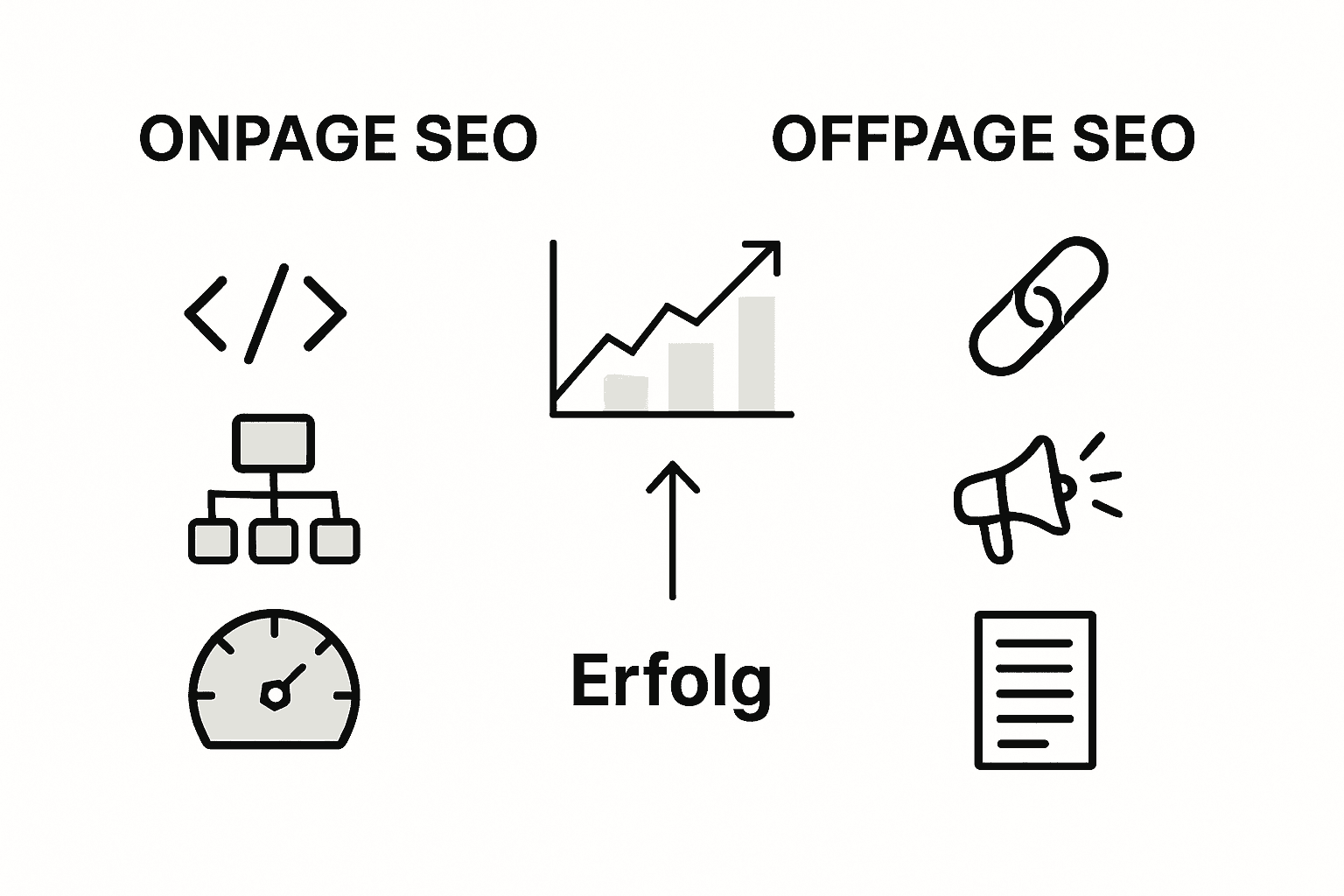 Übersichtsgrafik: Die wichtigsten Unterschiede zwischen Onpage- und Offpage-SEO auf einen Blick