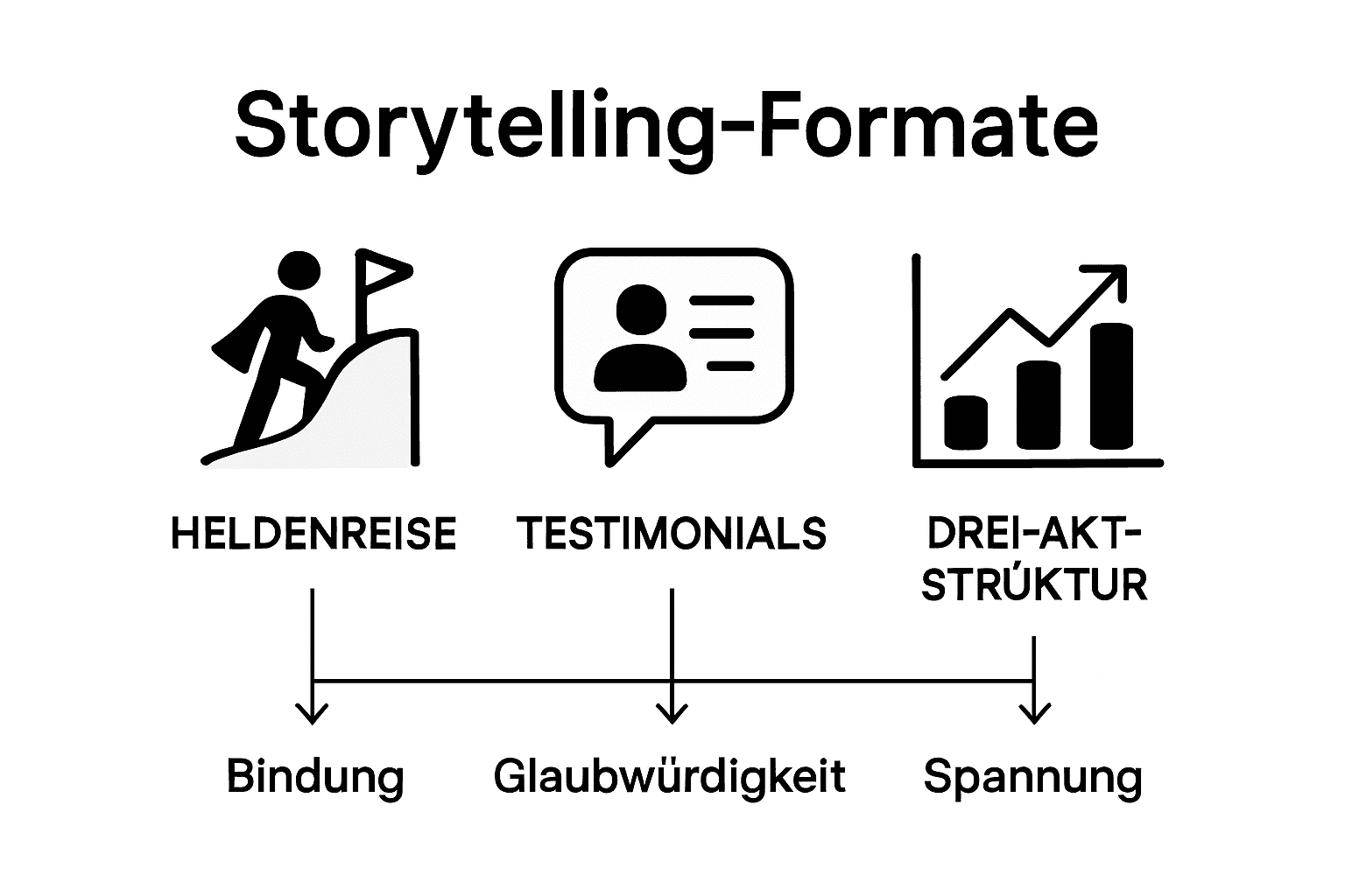 Drei zentrale Erzählformate im Überblick – anschaulich dargestellt