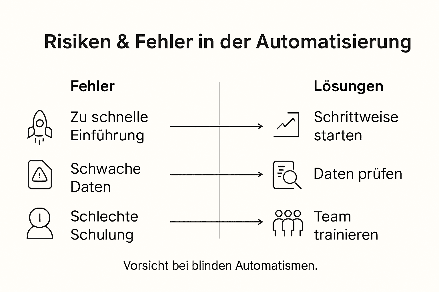 Infografik: Typische Stolperfallen und Risiken bei der Automatisierung von Marketingprozessen