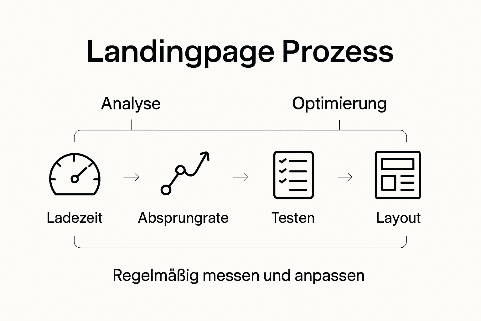 Übersichtsgrafik zum Ablauf und den einzelnen Schritten einer Landingpage