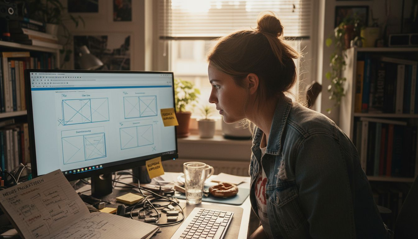 Ein Designer feilt an den Feinheiten der Landingpage, um die Conversion-Rate zu optimieren.