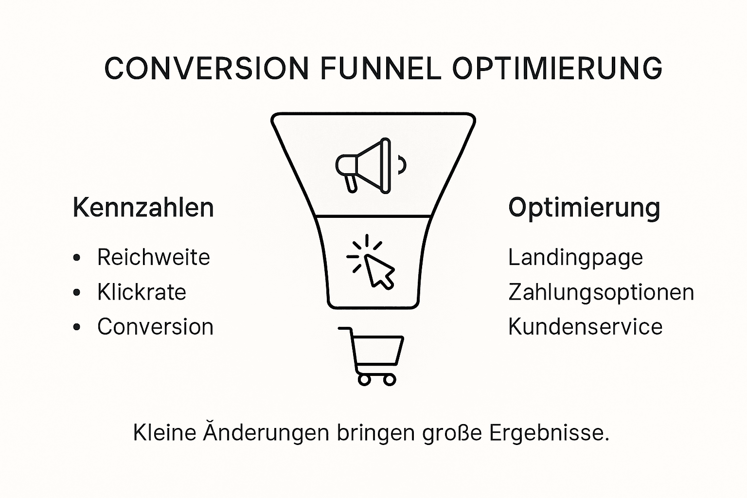 Grafik: Die wichtigsten Phasen des Conversion Funnels und relevante Kennzahlen im Überblick