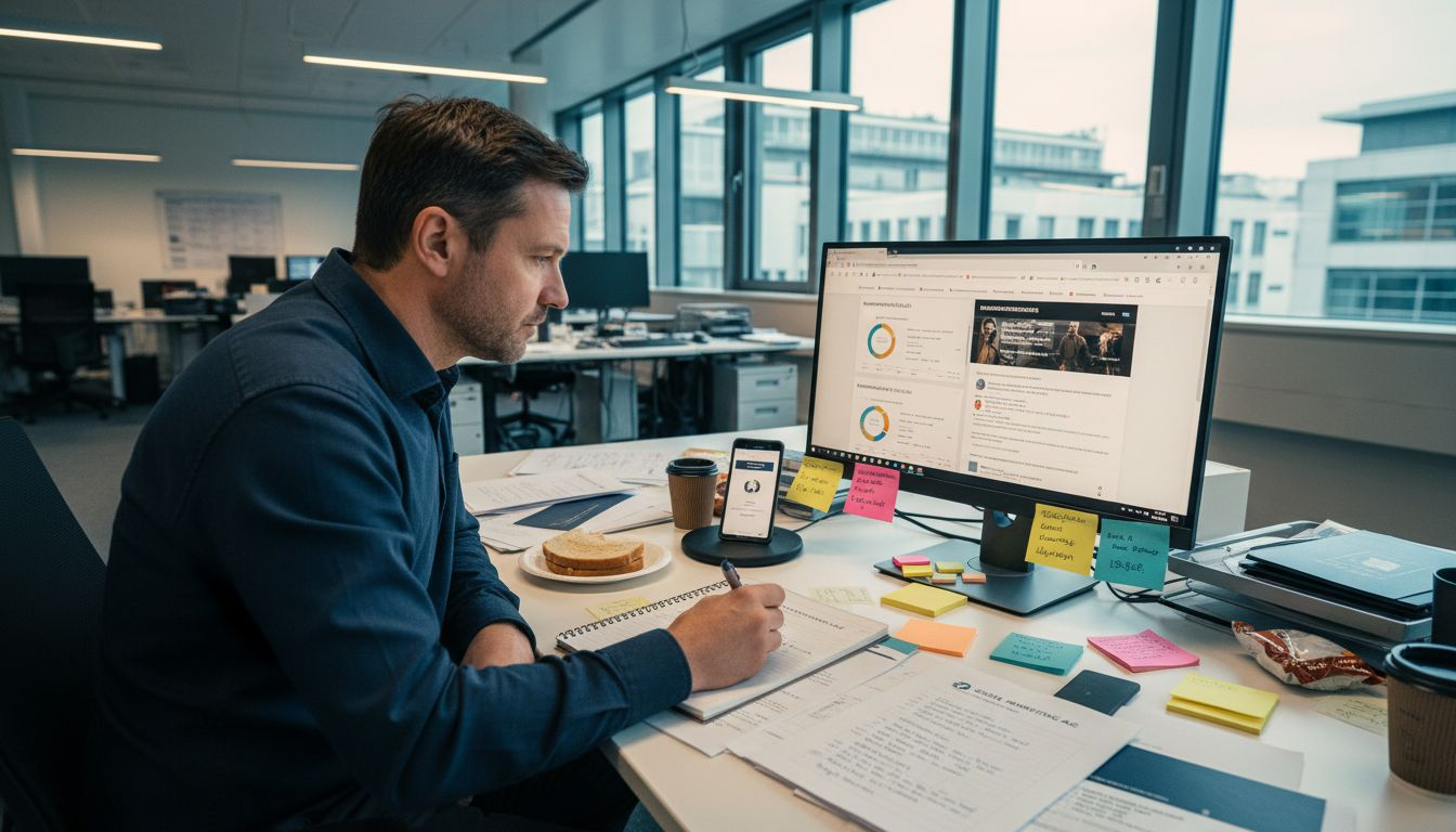 Ein Manager überprüft, wie erfolgreich die einzelnen Marketingkanäle sind.