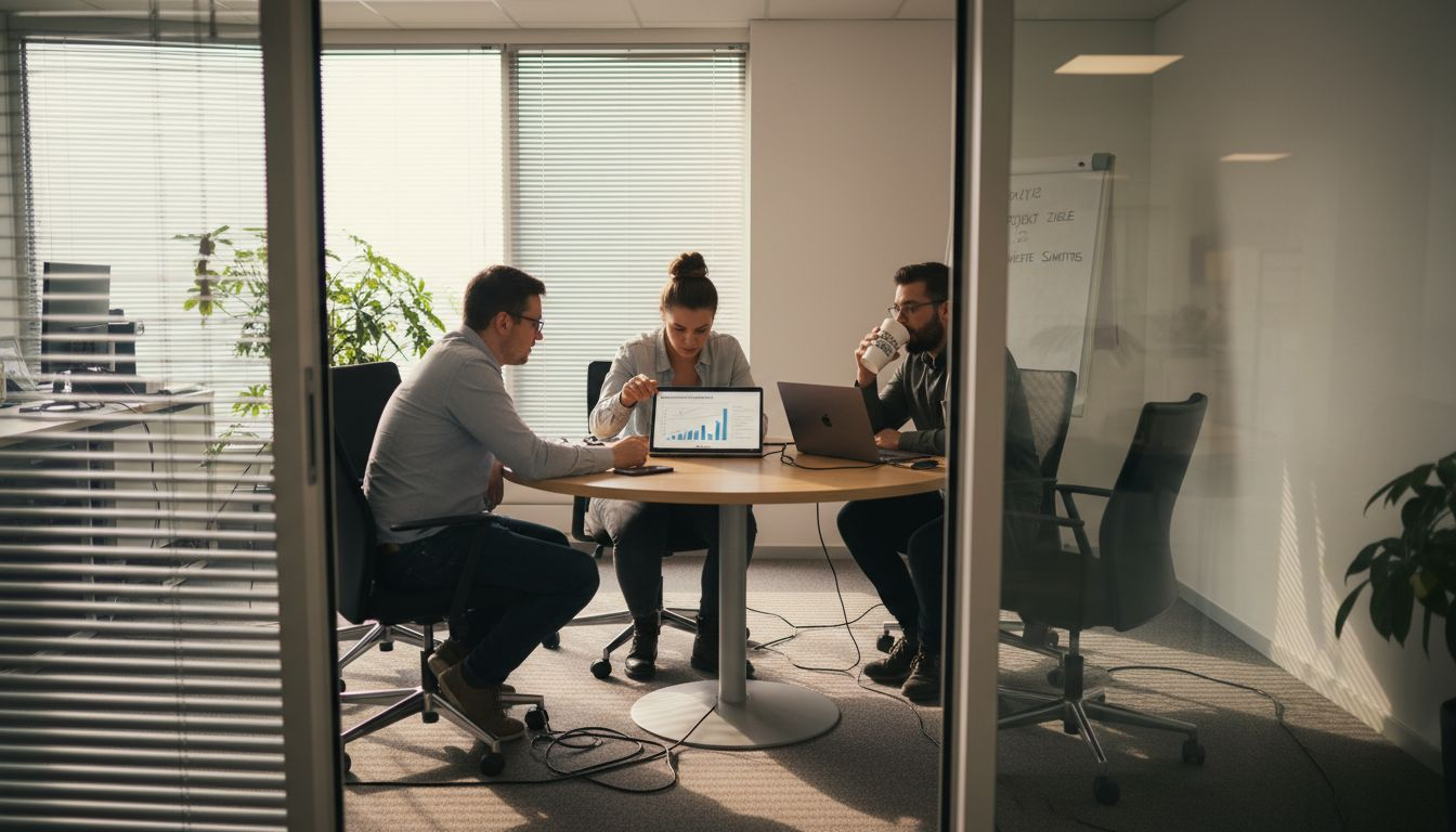 Das Team tauscht sich über innovative Marketing-Technologien aus.