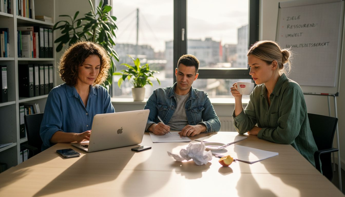 Im Meeting tauscht sich das Team über nachhaltige Marketingstrategien aus.
