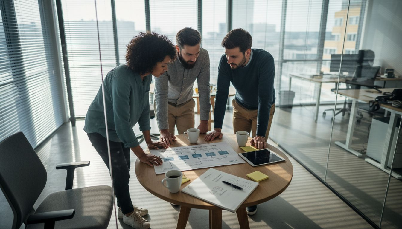 Das Team tauscht sich über die Optimierung des Marketing-Automatisierungsprozesses aus.