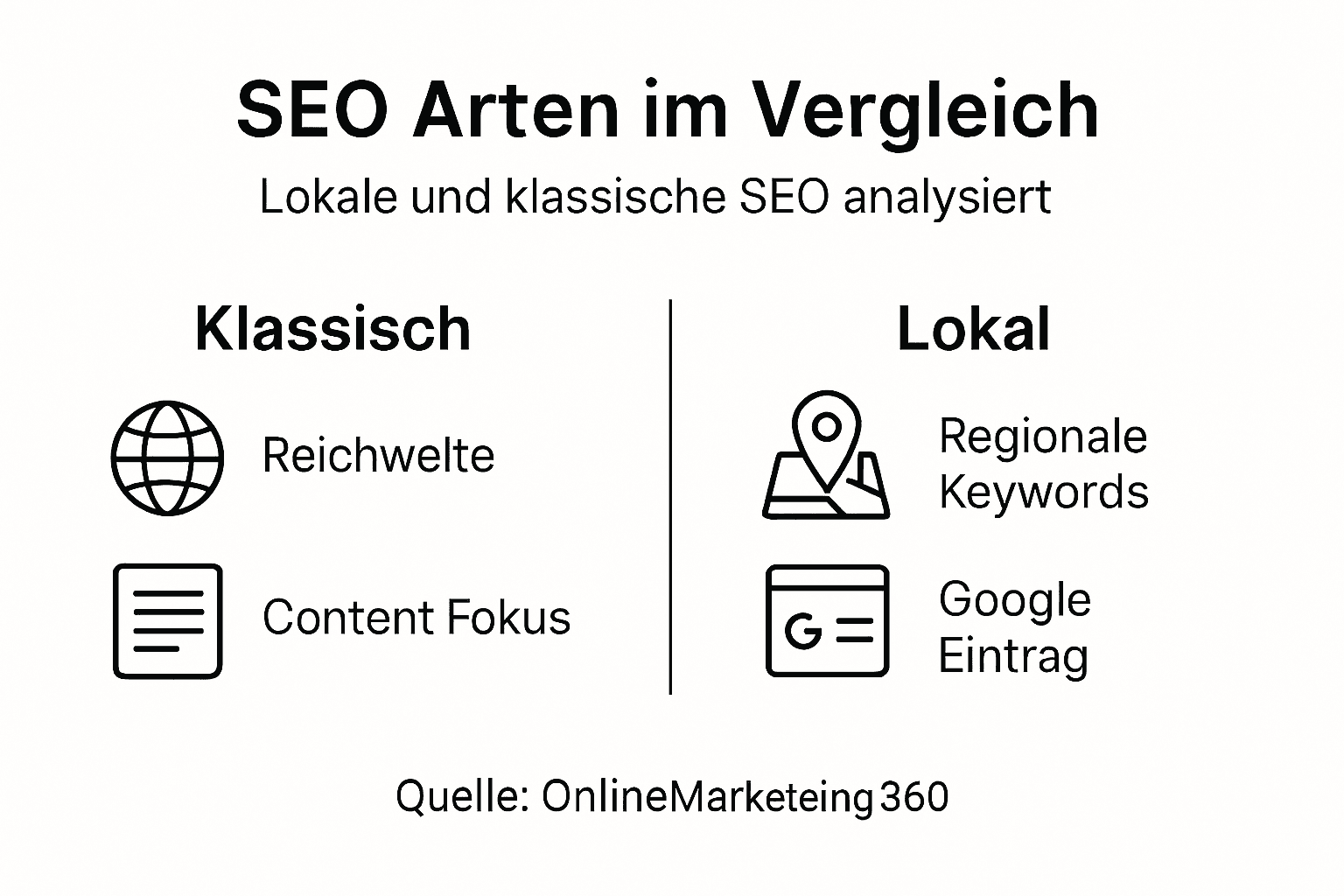 Infografik: Die wichtigsten Unterschiede zwischen klassischer SEO und lokaler Suchmaschinenoptimierung