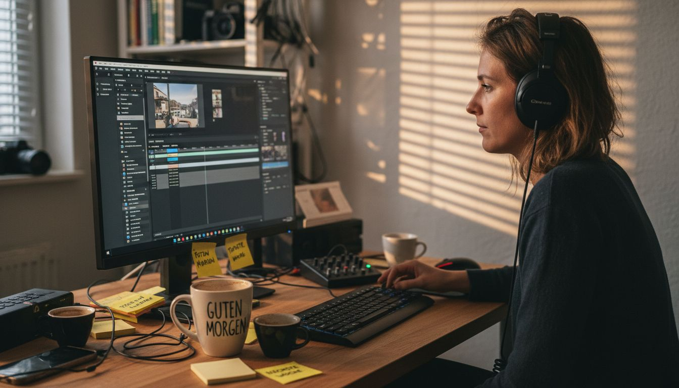 Ein Content Creator schneidet gerade das Video für die neue Kampagne.