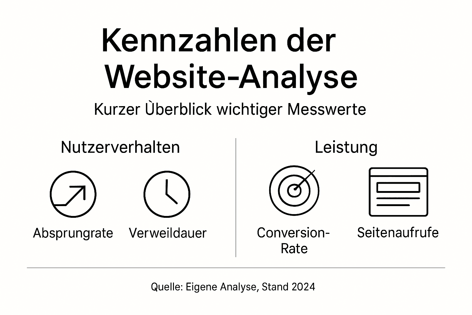 Übersichtliche Infografik mit den wichtigsten Kennzahlen zur Website-Performance