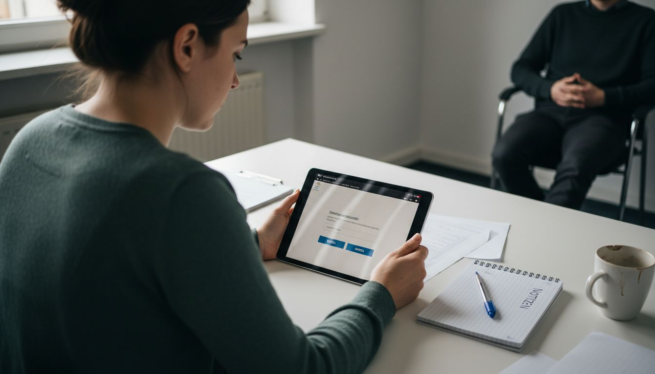 Usability-Tester in konzentrierter Arbeitsumgebung