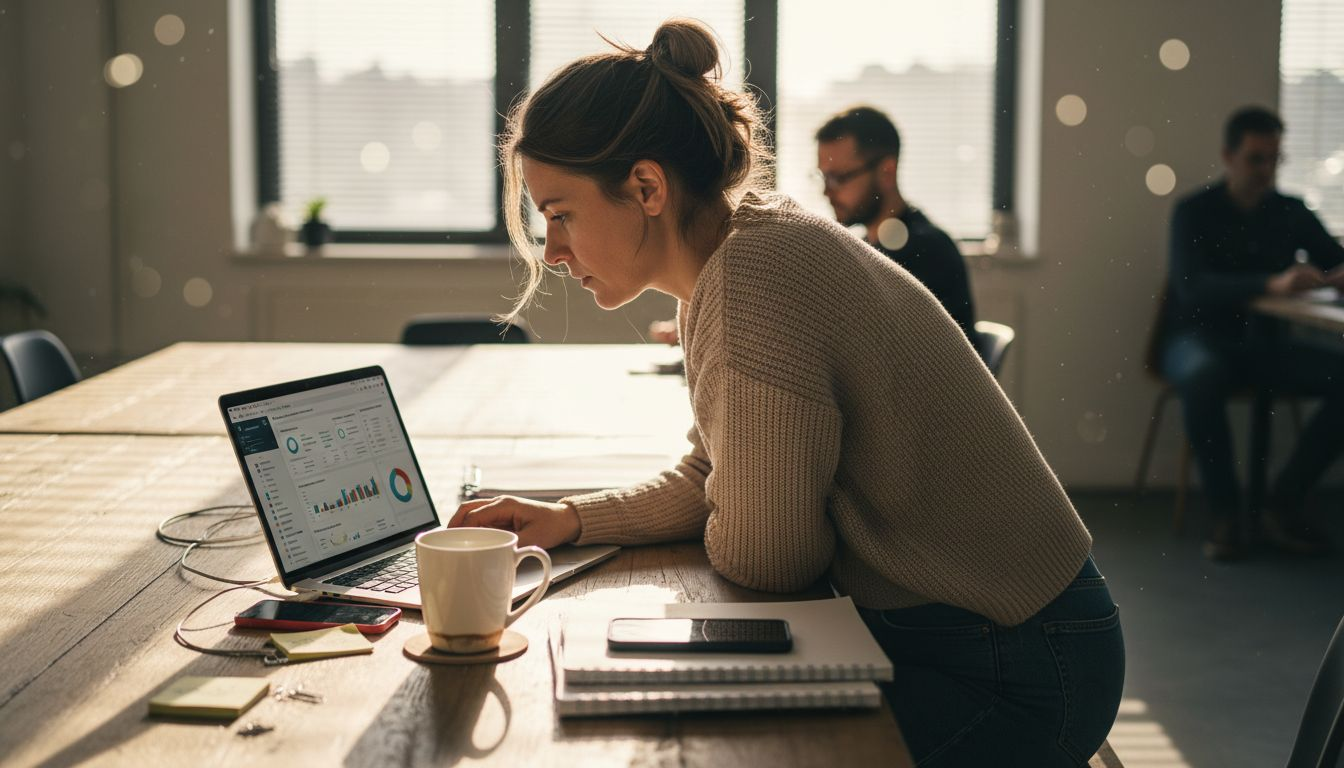 Ein Marketingexperte wertet die Kampagnenergebnisse am Laptop aus.