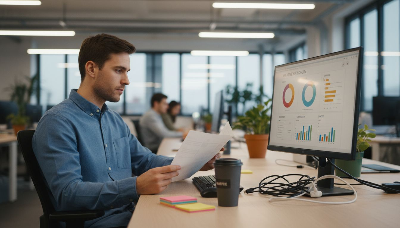 Eine Datenanalystin wertet die Kennzahlen aus, um den Erfolg der Marketingmaßnahmen zu beurteilen.