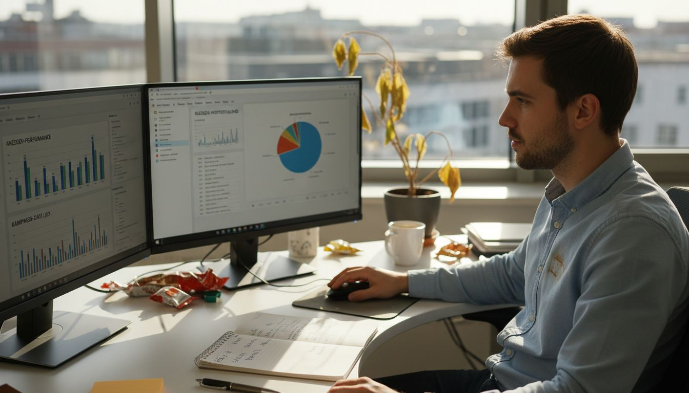 Der Werbetreibende analysiert die Ergebnisse seiner digitalen Kampagne.