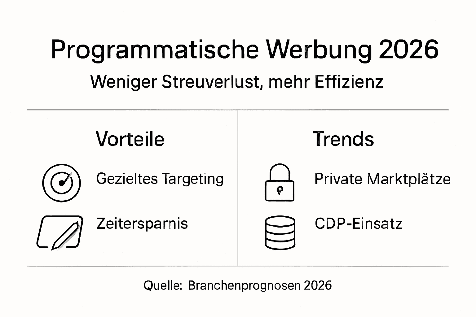 Infografik: Die wichtigsten Vorteile und aktuellen Entwicklungen im Bereich Programmatic Advertising 2026