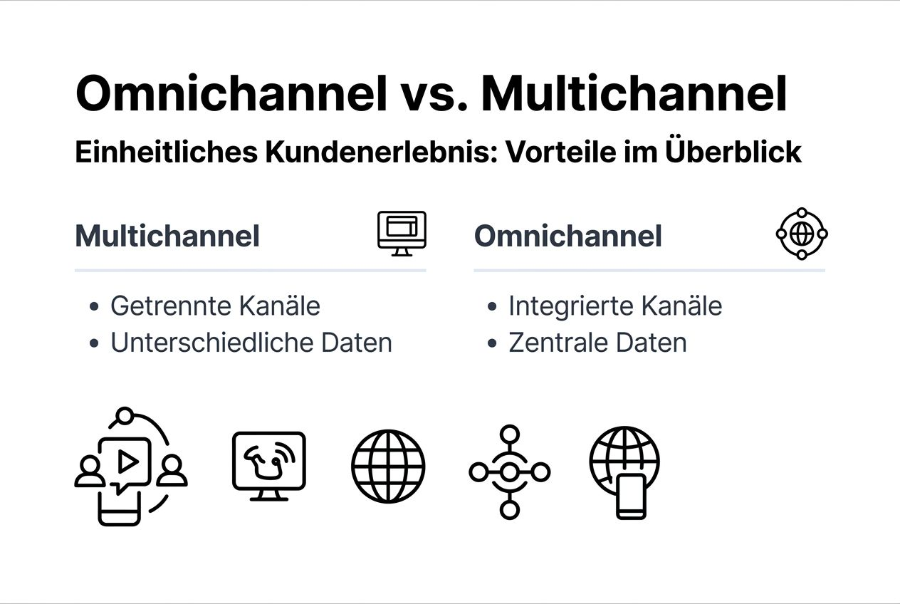 Infografik: Gegenüberstellung von Omnichannel- und Multichannel-Strategien