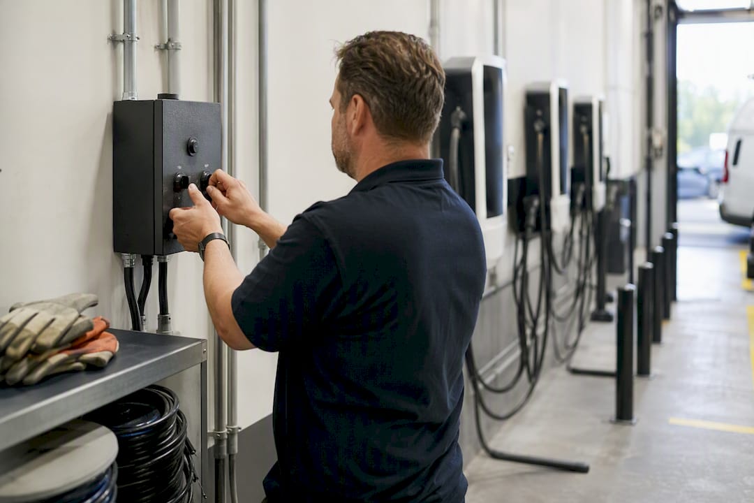 Hands operating load management control panel
