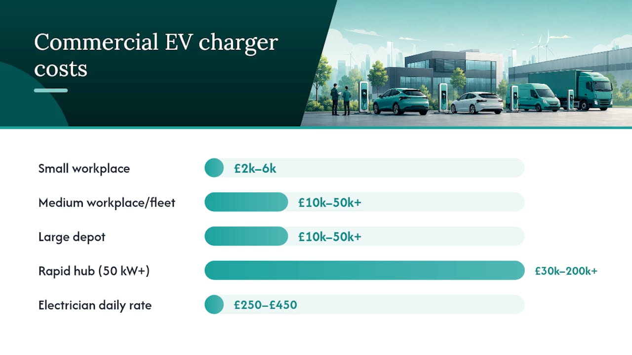 Diagram of UK commercial EV charger installation costs