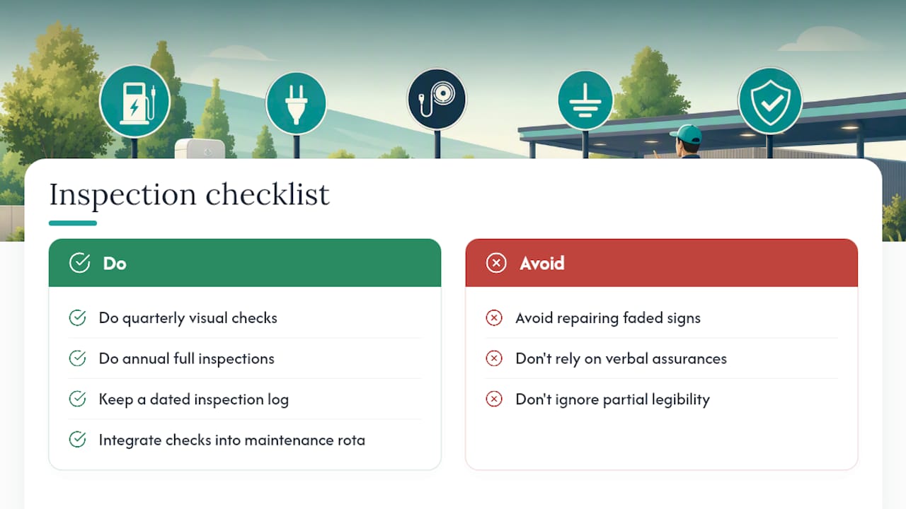 EV signage inspection checklist infographic