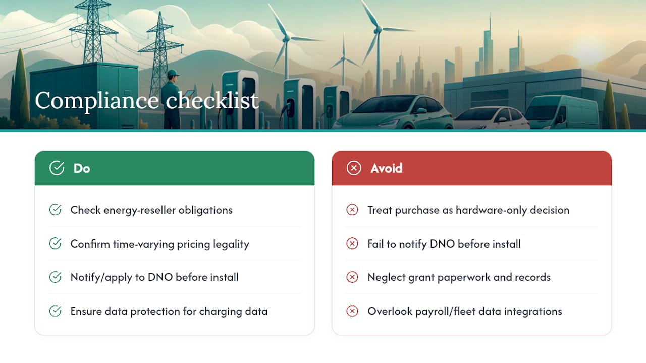 Regulatory and compliance considerations for commercial charging tariffs — overview diagram