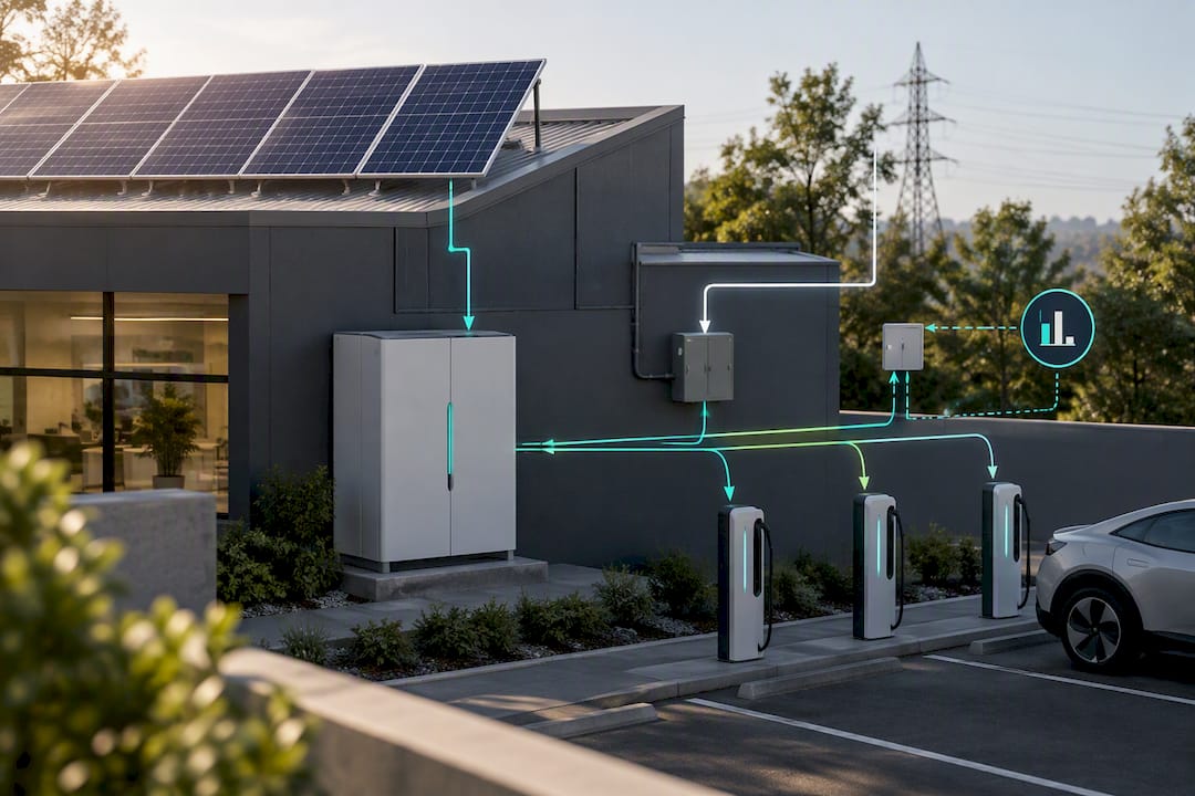 Solar battery and grid charging energy flow