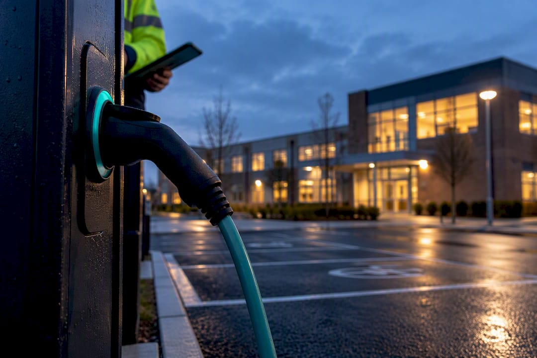 School forecourt prepared for EV charging