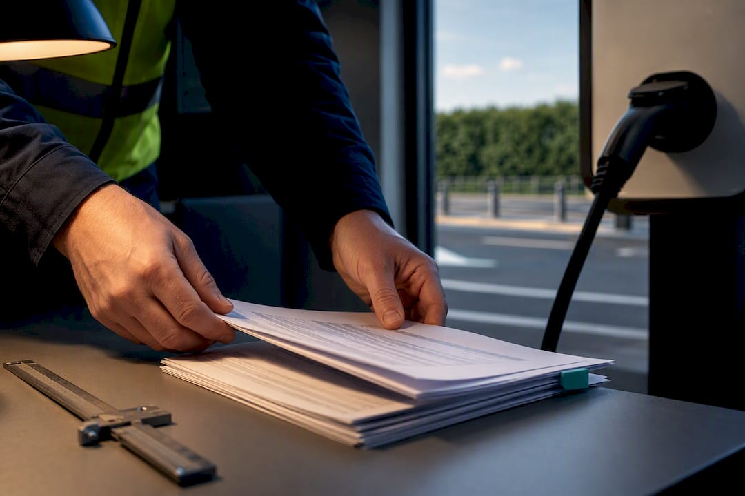 Installer reviewing EV charging cost schedules