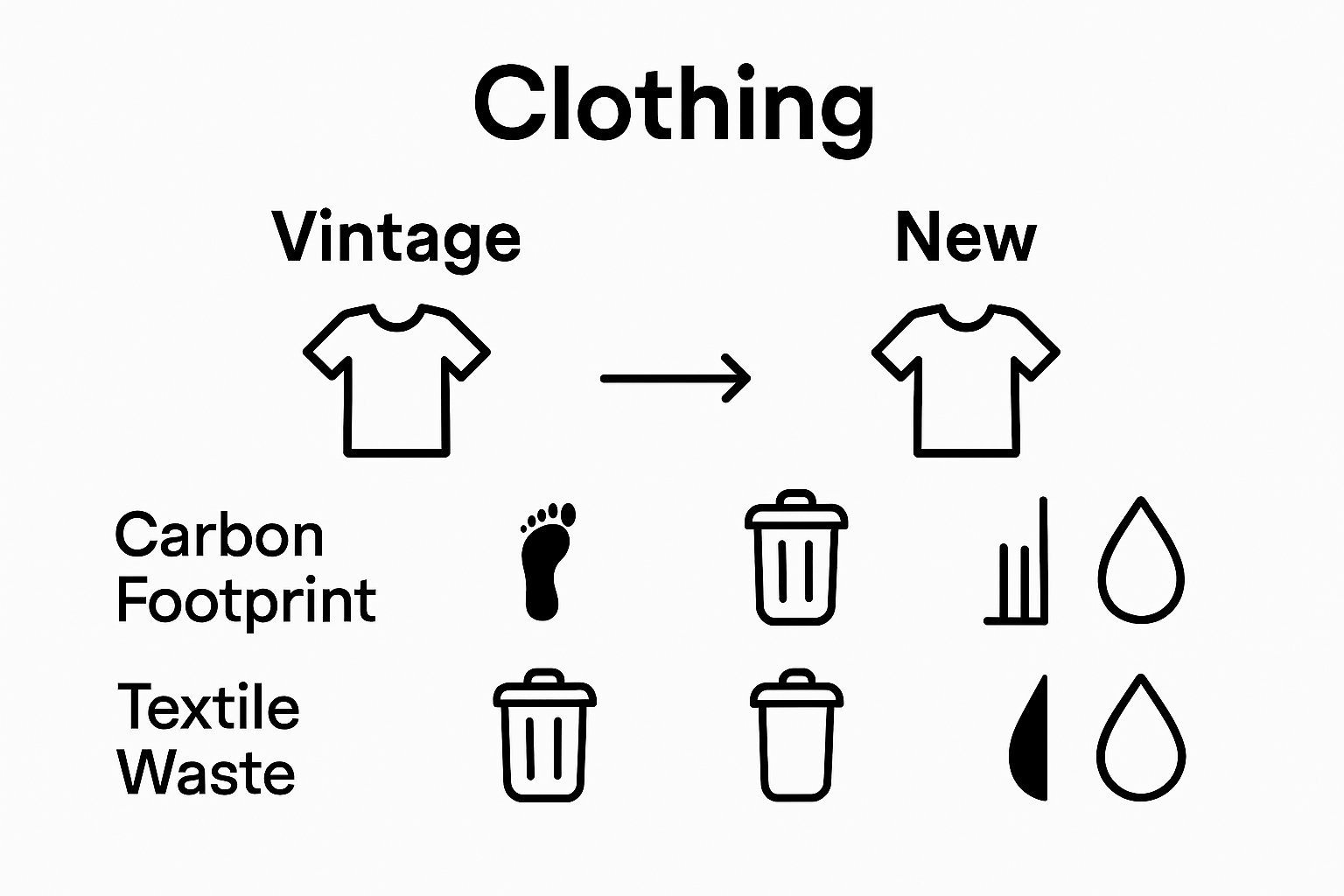 Infographic comparing vintage vs. new clothing sustainability