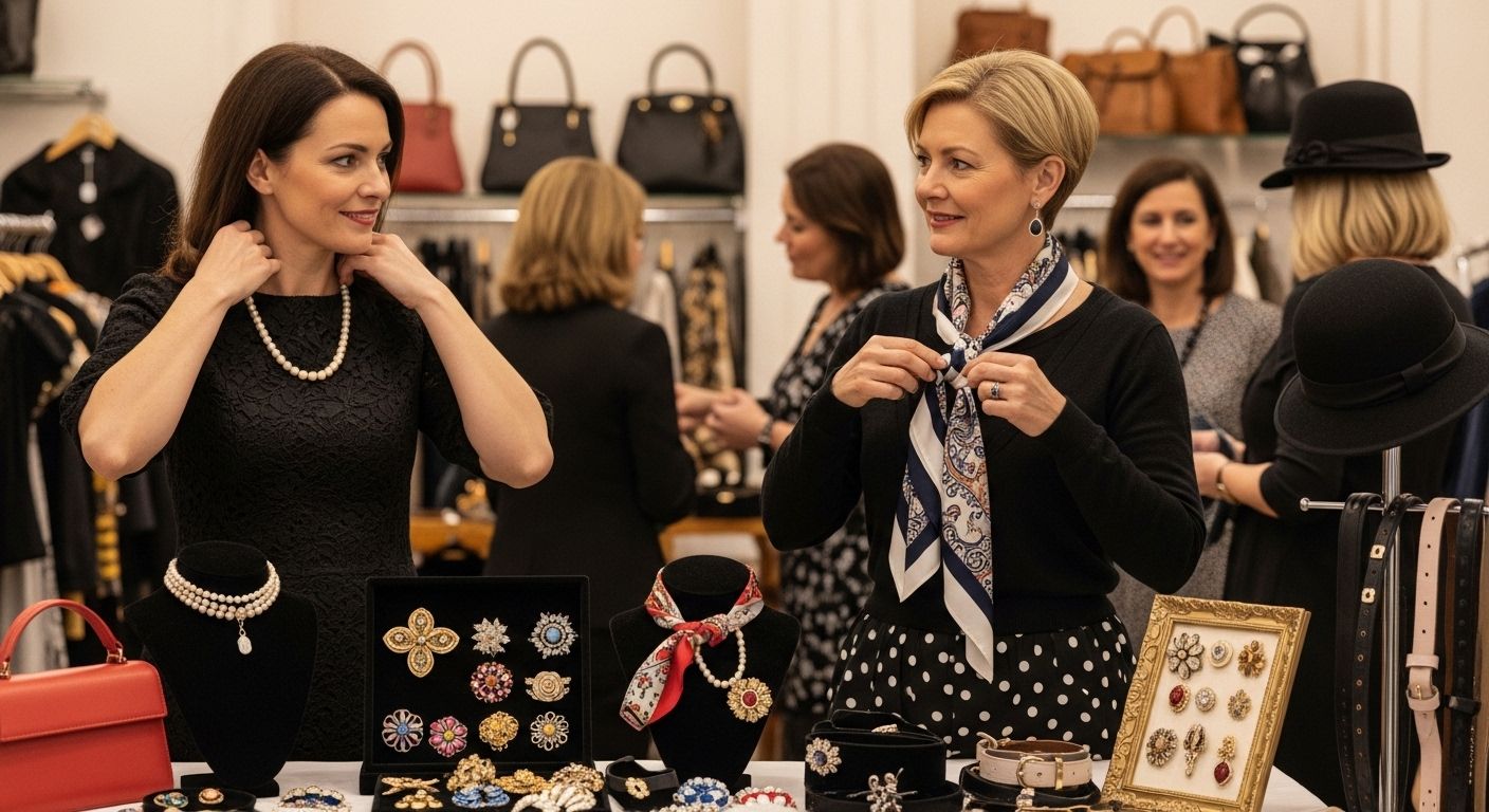 vintage accessories, fashion styling, boutique