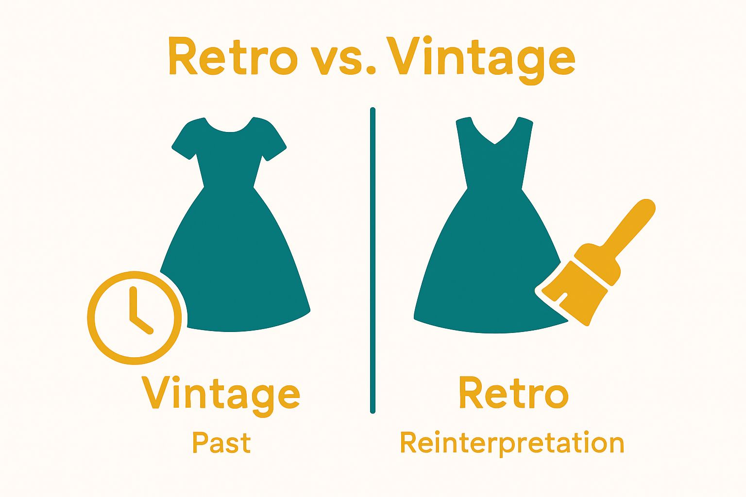Side-by-side comparison of vintage and retro items