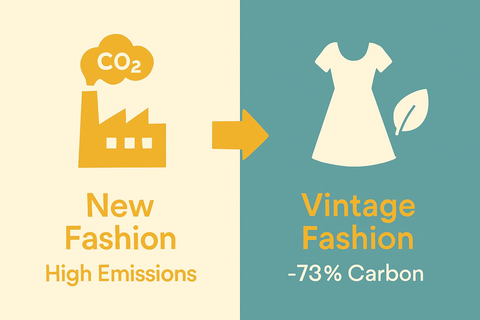 Infographic comparing carbon emissions of new fashion versus vintage