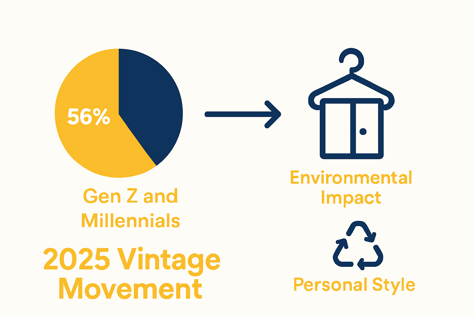 Infographic compares Gen Z and Millennial vintage shopping rates and benefits.