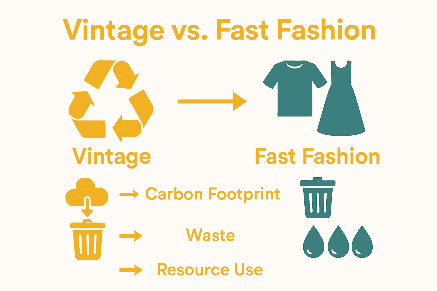 Infographic comparing sustainability of vintage clothing and fast fashion