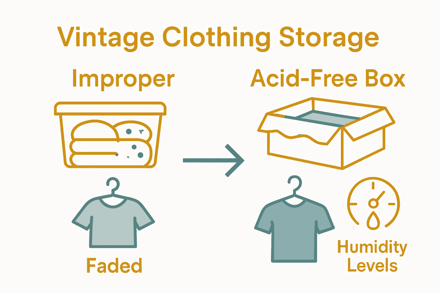 Comparison of improper and proper vintage clothing storage techniques