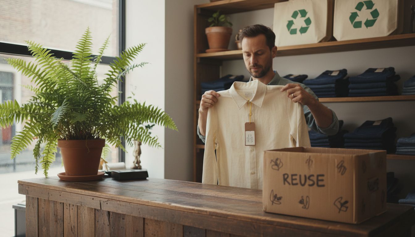 Customer shopping sustainably at vintage store